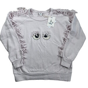 Noe &Zoe Berlin Size Small Rose Pink Eyelash Mini Me Oversized Fringe Sweatshirt